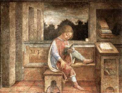 BOY READING CICERO, FRESCO BY VINCENZO FOPPA